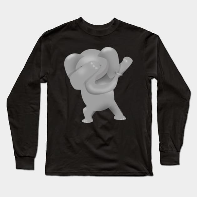 Dabbing Shirt Funny Dabbing Elephant Cute Elephant Shirt Long Sleeve T-Shirt by Xizin Gao